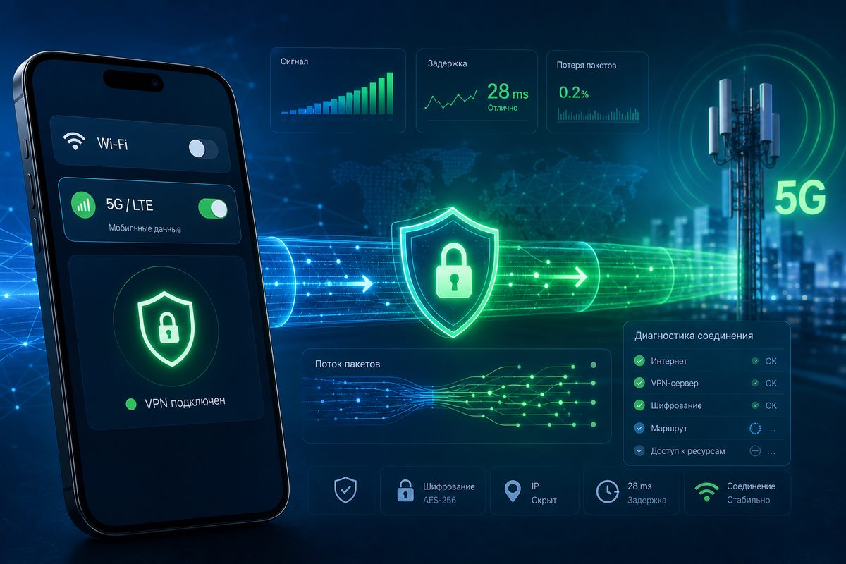 Обложка Foli VPN — VPN не работает через мобильный интернет: что проверить на LTE и 5G в 2026 году