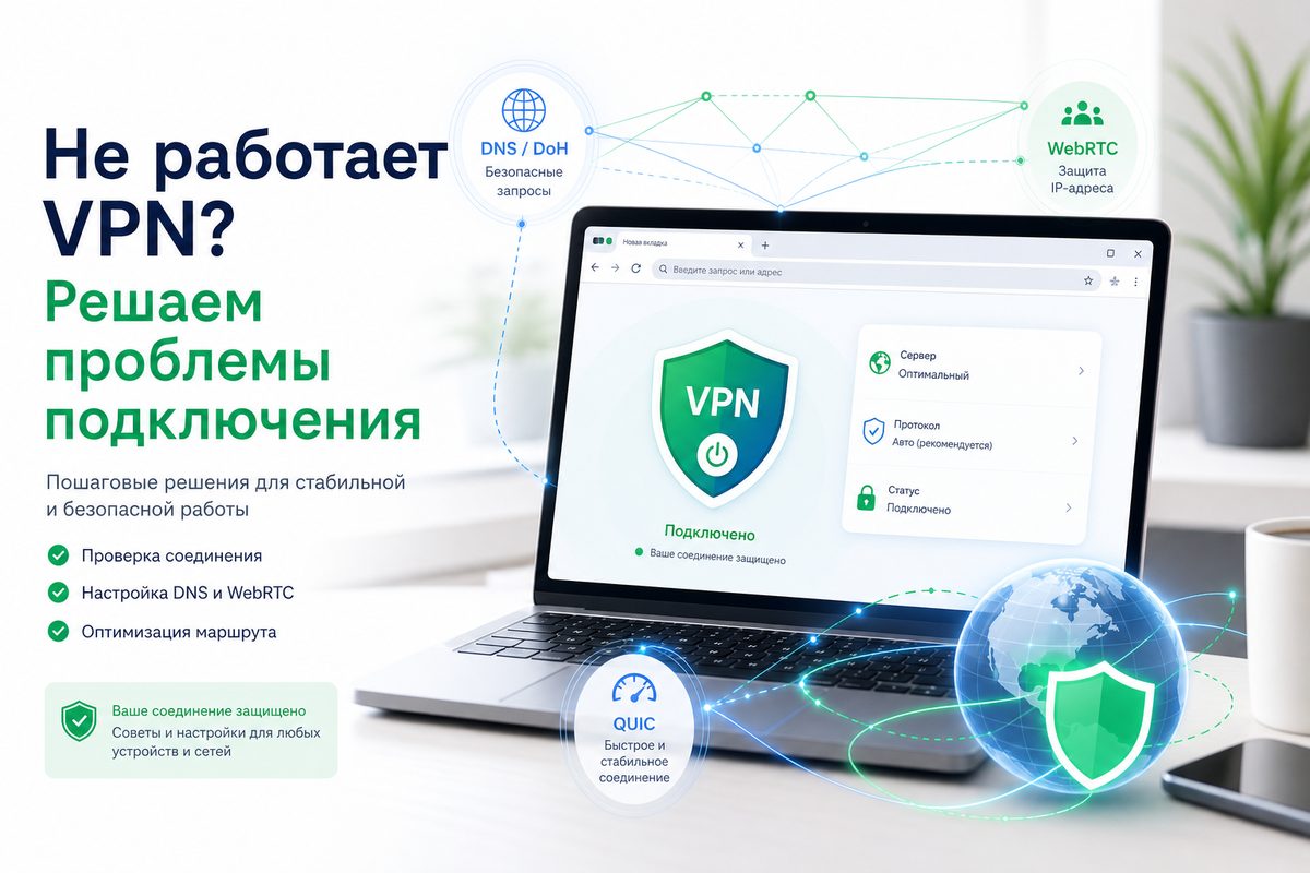 Обложка Foli VPN — VPN не работает в Chrome: что проверить в 2026 году