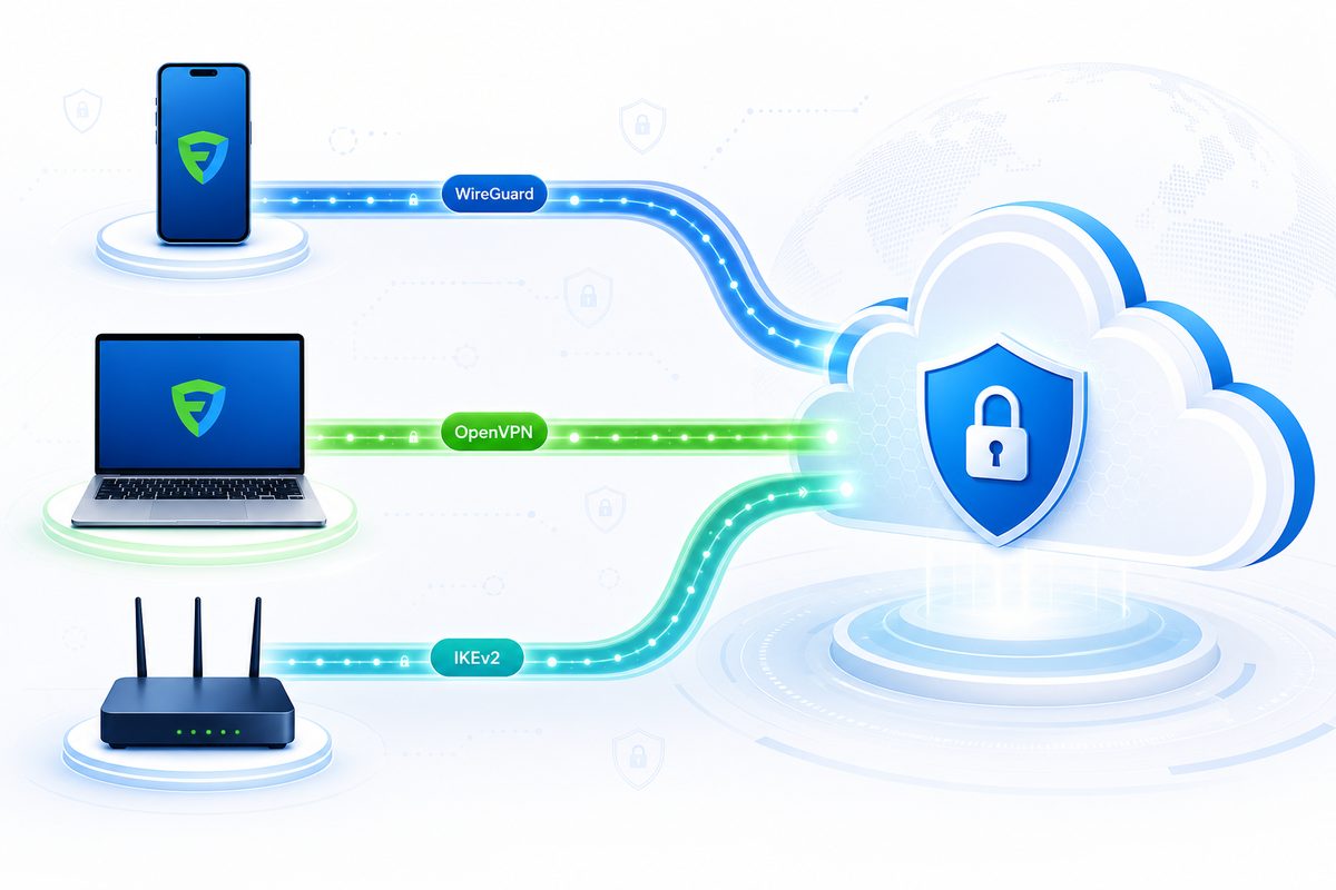 Обложка Foli VPN — VPN протоколы: WireGuard, OpenVPN и IKEv2 — что выбрать в 2026 году